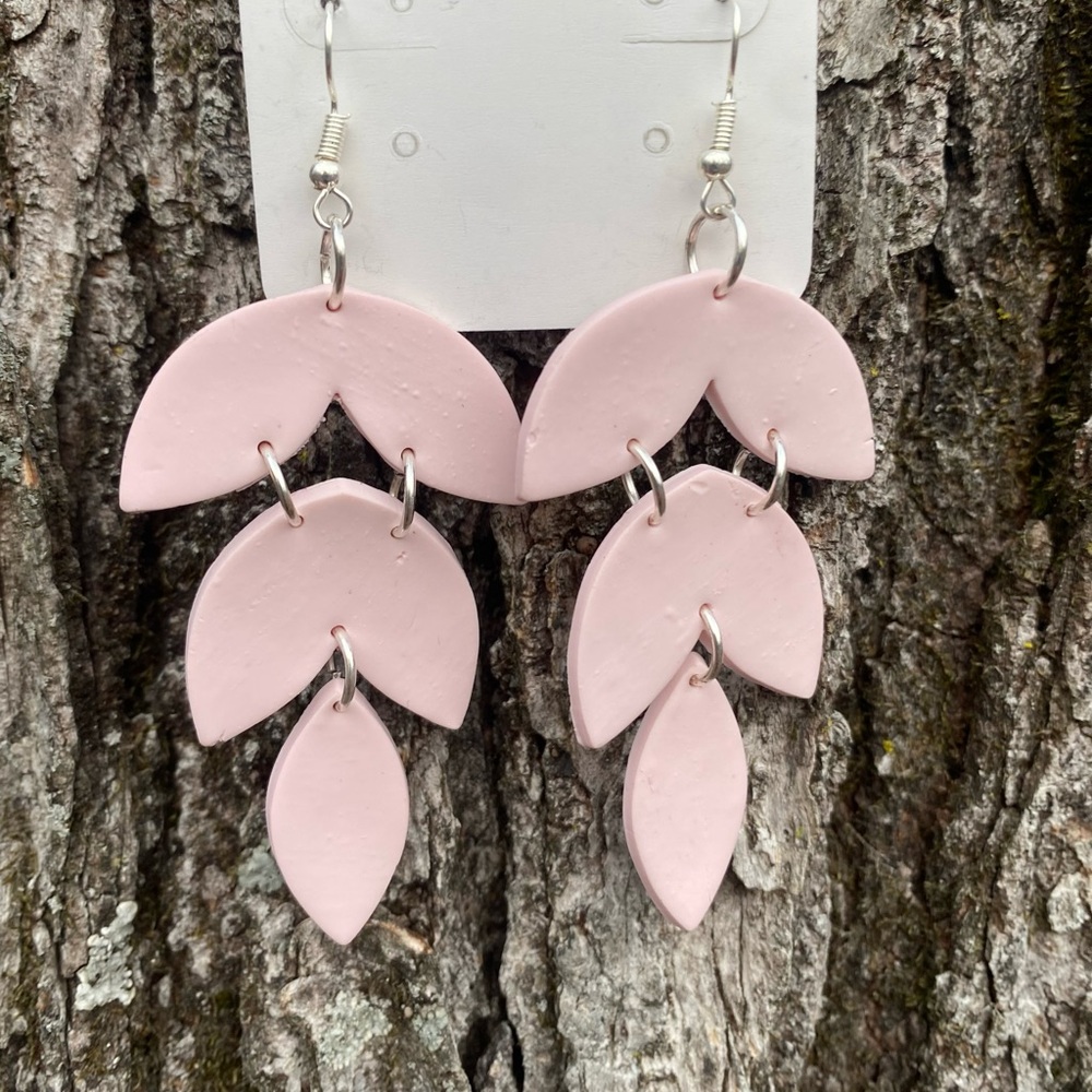 Elegant Pink Polymer Clay Dangle Earrings